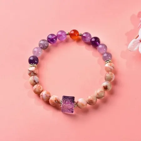 Best-selling Nine Purple Off-Fire Bracelet, natural amethyst Double ring bracelet, Sugar Cube, women's zodiac year for attracting wealth and Good fortune Best-selling Nine Purple Off-Fire Bracelet, natural amethyst Double ring bracelet, Sugar Cube, women's zodiac year for attracting wealth and Good fortune